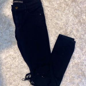 Black Ripped Knee Express Jeans -High Rise-Size 8